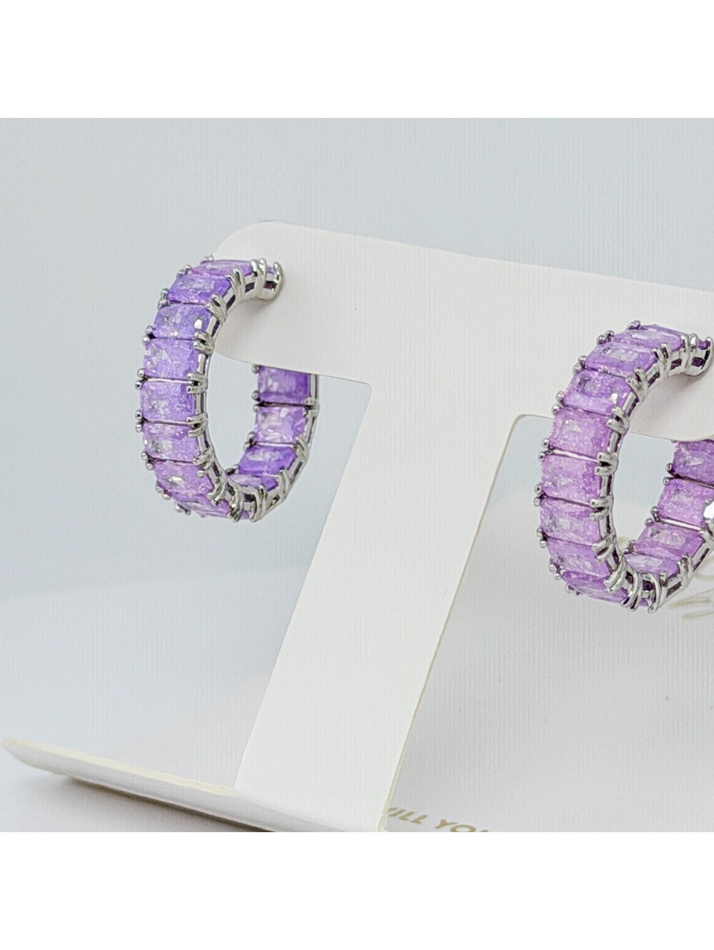 Bomb Party Simply Hoops "The Analise Mini" Iris Ice Crystal on Rhodium HTF